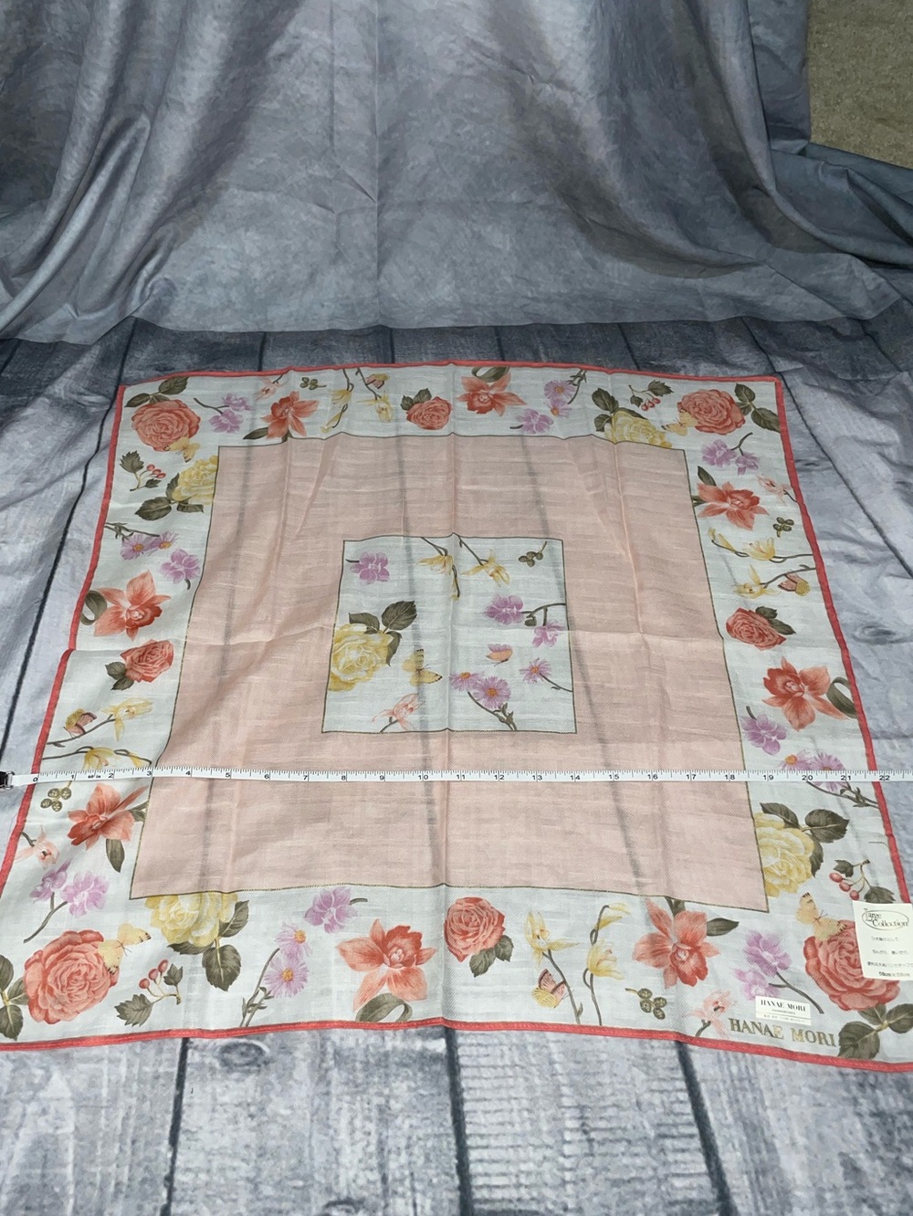 Floral Border Pink Square Scarf
